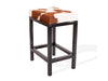 Brown & White Cowhide Manhattan Stool | Cowhide Counter Stool | Luxury Cowhide Bar Stool | Rectangular Cushion | Height: Medium