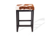 Brown & White Cowhide Brooklyn Stool | Cowhide Counter Stool | Luxury Cowhide Bar Stool | Square Cushion | Height: Medium