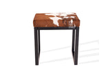 Light Tricolor Cowhide Bronx Stool | Cowhide Counter Stool | Luxury Cowhide Bar Stool | Rectangular Cushion | Height: Small