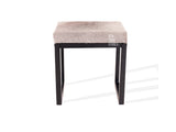 Grey Tricolor Cowhide Bronx Stool | Cowhide Counter Stool | Luxury Cowhide Bar Stool | Rectangular Cushion | Height: Small