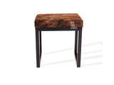 Dark Brindle Cowhide Bronx Stool | Cowhide Counter Stool | Luxury Cowhide Bar Stool | Rectangular Cushion | Height: Small