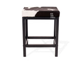 Black & White Cowhide Manhattan Stool | Cowhide Counter Stool | Luxury Cowhide Bar Stool | Rectangular Cushion | Height: Medium