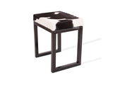 Black & White Cowhide Bronx Stool | Cowhide Counter Stool | Luxury Cowhide Bar Stool | Rectangular Cushion | Height: Small