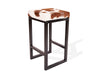 Brown & White Cowhide Brooklyn Stool | Cowhide Counter Stool | Luxury Cowhide Bar Stool | Square Cushion | Height: Large