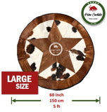 Round Cowhide Rug Tricolor Single Star 40" - 60"