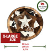 Round Cowhide Rug Tricolor Multi Star 60" - 80" ( 5 ft - 6.7ft)